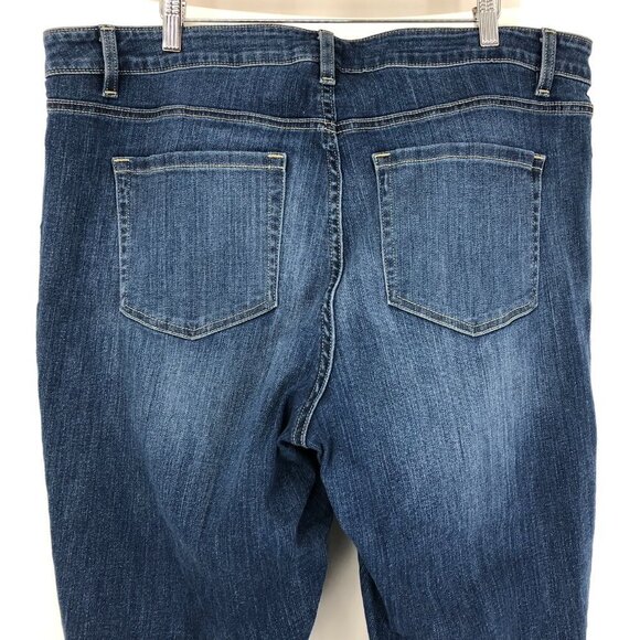 Lane Bryant blue Stretch  Distressed Skinny Jeans Double Released Hem Size 20 - Picture 6 of 16